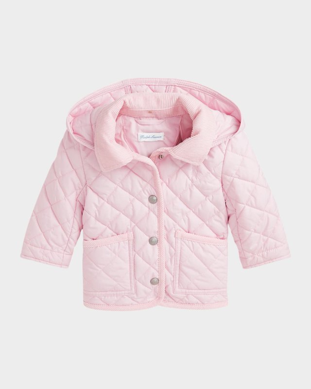 Girl's Audrey Quilted Collared Jacket, Size 9M-